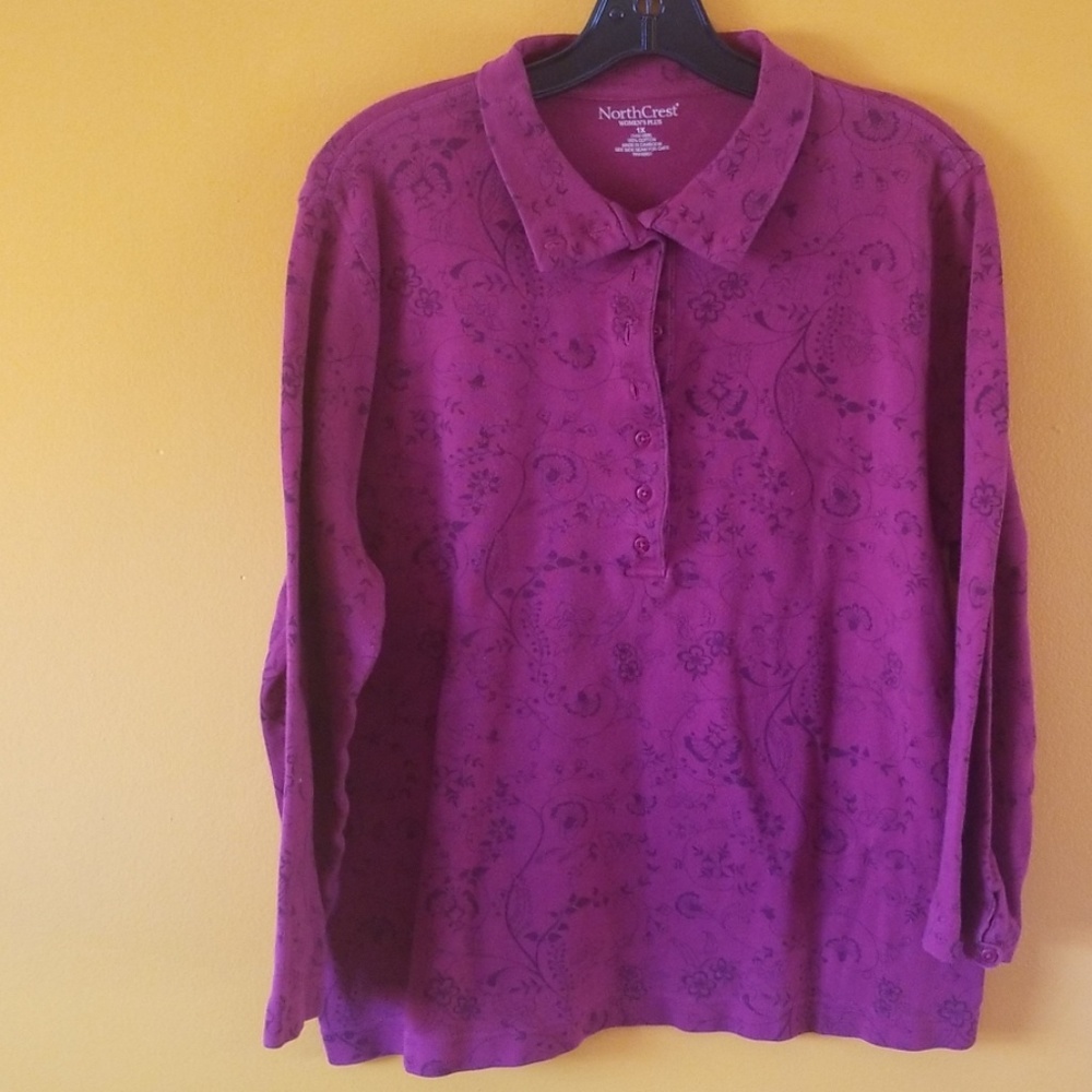 Red North Crest Floral Pattern Long Sleeve Shirt